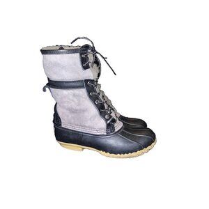 L.L. BEAN Signature Wicked Good Gray Suede Foldover Shearling Cuff Boots 7 M